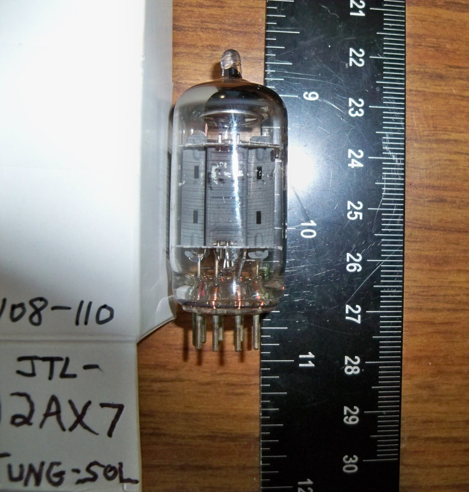 Strong TUNG-SOL Long Gray Plate Angled D Getter JTL- 12AX7 / ECC83 Tube