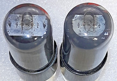 Matched Pair 6V6GT RCA smoked glass/black plate Vacuum Tubes, TV-7D Tested