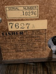 Fisher ER-8120 Studio-Standard 8-Track Recorder. Untested. For Parts
