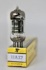 12AX7 ECC83 SYLVANIA BLACK-PLATE 17mm SQUARE 45º GETTER 1950s TUBES NOS 1,2 or 3