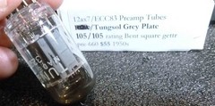 Tungsol Long Grey plate 12ax7 1950s Bent Square getter 105 each side