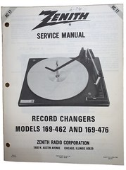 Zenith Service Manual RC 17 Record Changers 169-462, 476