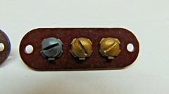 NOS 1940 Vintage 3 Terminal Phenolic Antenna or Speaker Screw Strip set of 2