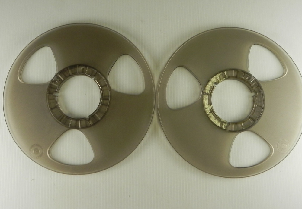 2 Empty Polyline NAB Plastic Take Up Reel Master 1/4″ Tape 10.5″ Clear Plastic