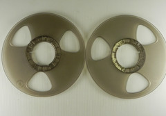 2 Empty Polyline NAB Plastic Take Up Reel Master 1/4″ Tape 10.5″ Clear Plastic