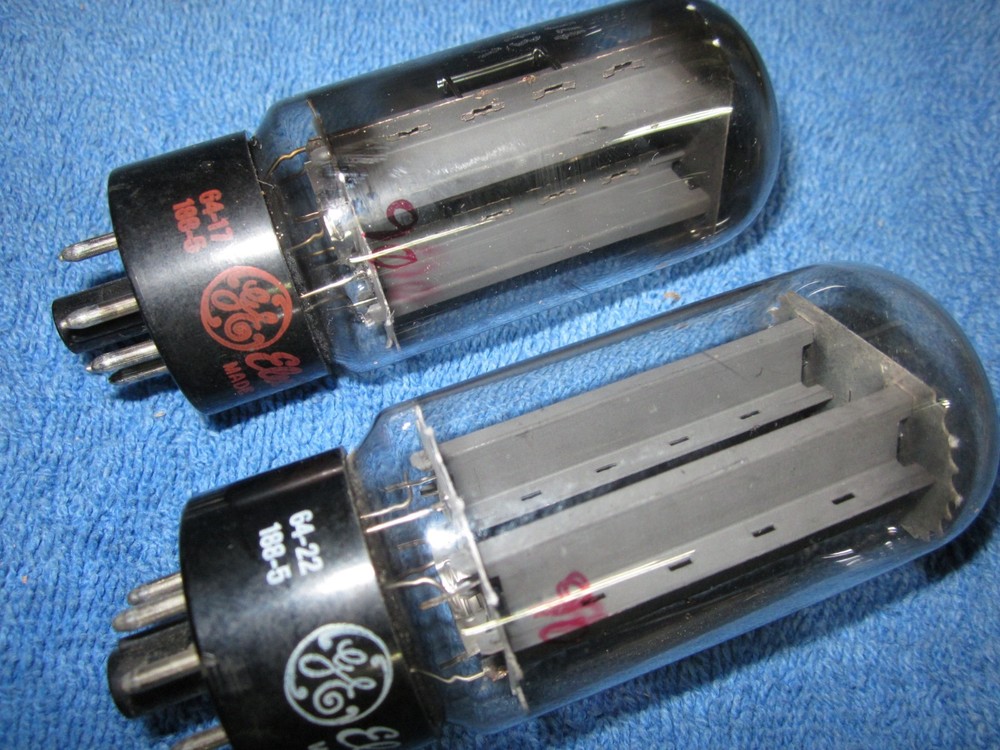 1964 Match Pair GE 5U4GB Side Getter Long Gray Rectifier Tubes TESTED 5U4 5AS4A