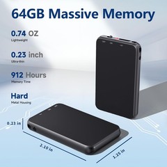 64GB Mini Voice Recorder 1536kbps Clear Recording Device with AI Noise Reduct…