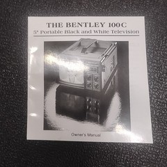 Vintage Bentley Model 100C Portable 5″ Black & White TV Television Owners Manual