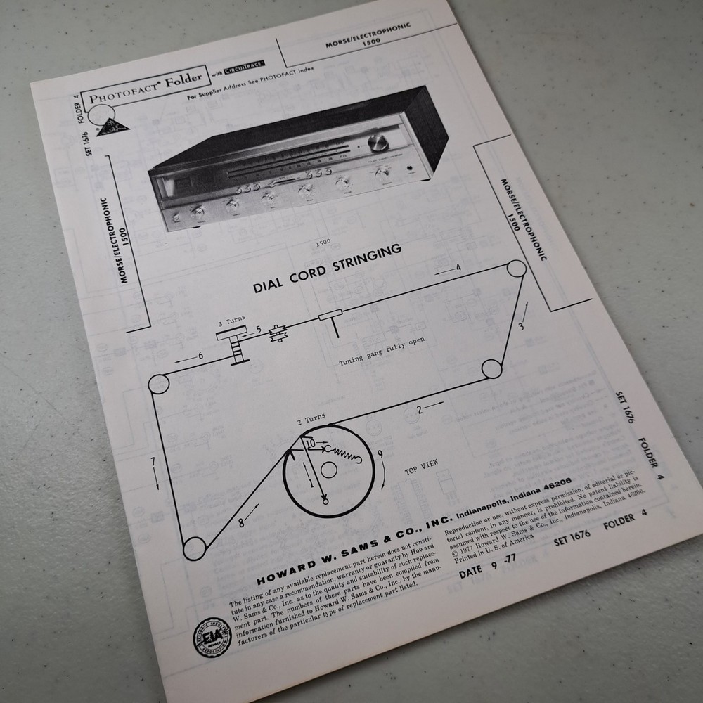 MORSE/ELECTROPHONIC 1500 Stereo Receiver Service Manual 1977 Photofact