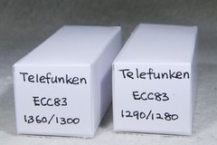 Matched Pair Telefunken ECC83/12AX7 Long Ribbed Plate Germany Diamond on Bottom
