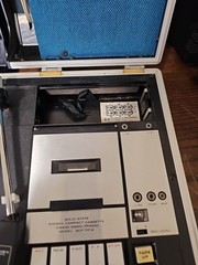 Crown SCP-71FW Compact Suitcase Stereo Record Player. For Parts No Battery Cover