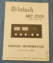 McIntosh MC2105 MC-2105 Amplifier Service Manual *Original*