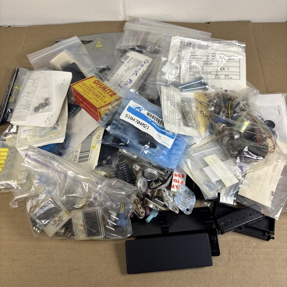 Large Lot of VTG Electronic Parts Meters, Pots, ICs, Transistors, Motorola