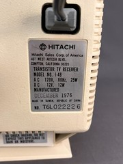 Vintage HITACHI Cube Style TRANSISTOR TV MODEL I-48; Circa 1976