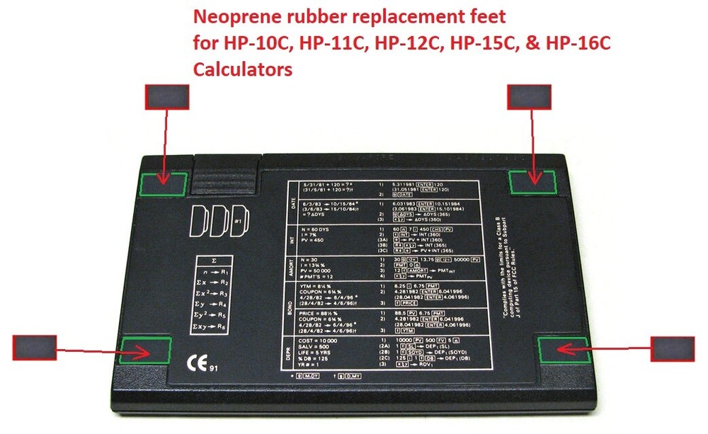 New Neoprene Rubber Feet for HP-10C, HP-11C, HP-12C, HP-15C, HP-16C Calculators