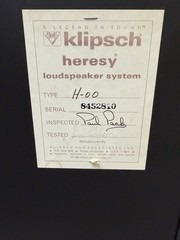KLIPSCH HERESY 1 SPEAKERS LOUDSPEAKER SYSTEM 1984 !!