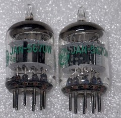 Pair GE JAN-5670W 2C51 396A Tubes Black Plates Disc Getter NOS Multiple Avail