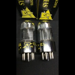 MATCHED PAIR SYLVANIA Chrome Dome 6SN7GTB Vintage Vacuum Tubes TESTED H.9151