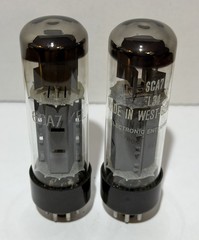 2 Nice Closely Matched Siemens 6CA7 EL34 Tubes O Getters Dimple Top Test Strong!
