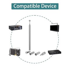 FM Radio Antenna, 75 ohm FM Telescopic Antenna, F Type Male FM Antenna with