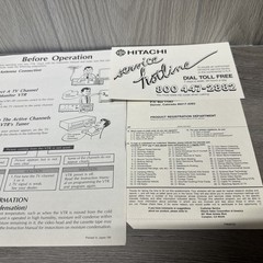 Hitachi VT-2010A VHS Video Deck Instruction Manual and Original Documentation