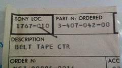Sony 3-407-042-00 Belt Tape CTR RBR 0837 OEM Japan Counter Vtg 1987