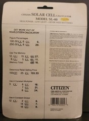 Vintage Citizen SL-40 Solar Powered Calculator Taiwan Pocket Size NOS NIB