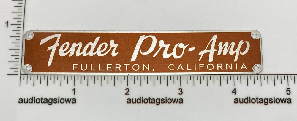 Fender Pro-AmpTweed Brown Amplifier Badge Custom Made Aluminum
