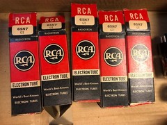 5 NOS NIB Matched Vintage 1950 RCA 6SN7GT Smoked Glass Tubes Test Good Balanced