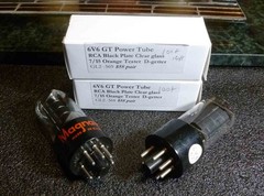 Matched Pair RCA BlackPlate 6v6 GT Power Tubes Both test strong at 100+ each