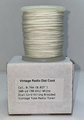 Dial Cord Radio 0.7mm (0.027 ¨ ) White Vintage 100 Yds. (90 Mts) For Radio Tuner