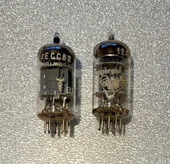 One Amperex Bugle Boy 12AU7/ ECC82. One Labeled Elect. for Medicine.