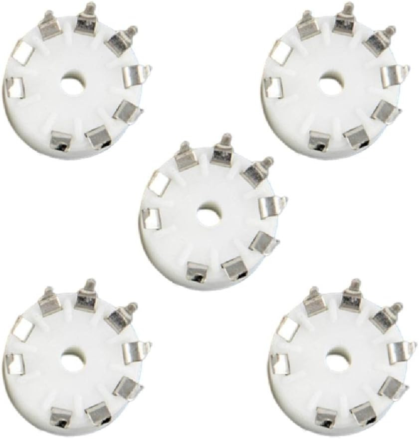 5Pcs Ceramic 9 Pin B9A PCB Mount Tube Socket for 12AX7 12AT7 12AU7 ECC83 ECC82 E