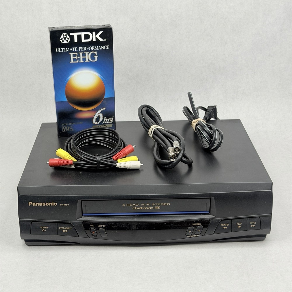 Panasonic PV-9450 Blue Line VCR 4 Head VHS Video Cassette Player No Remote WORKS