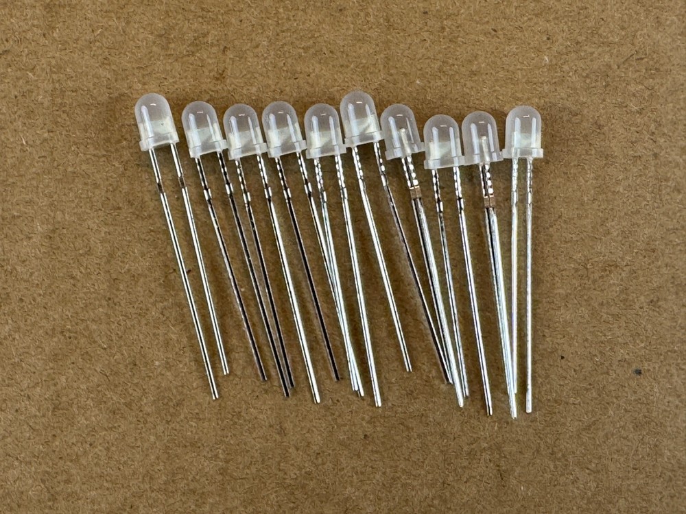 10 New FROSTED 8v 12v Grain-of-Wheat LED Lights 10v Lamp Bulbs 4MM Bare Wire