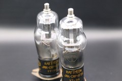 Matched Pair 1944 Raytheon VT-99 6F8G (6SN7) JAN CRP Black T-Plate NOS Boxes Str