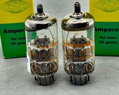 (2) Amperex A-Frame 6DJ8 ECC88 Orange Globe Dimple Disc Getters Δ5D3 Δ4D1 Strong