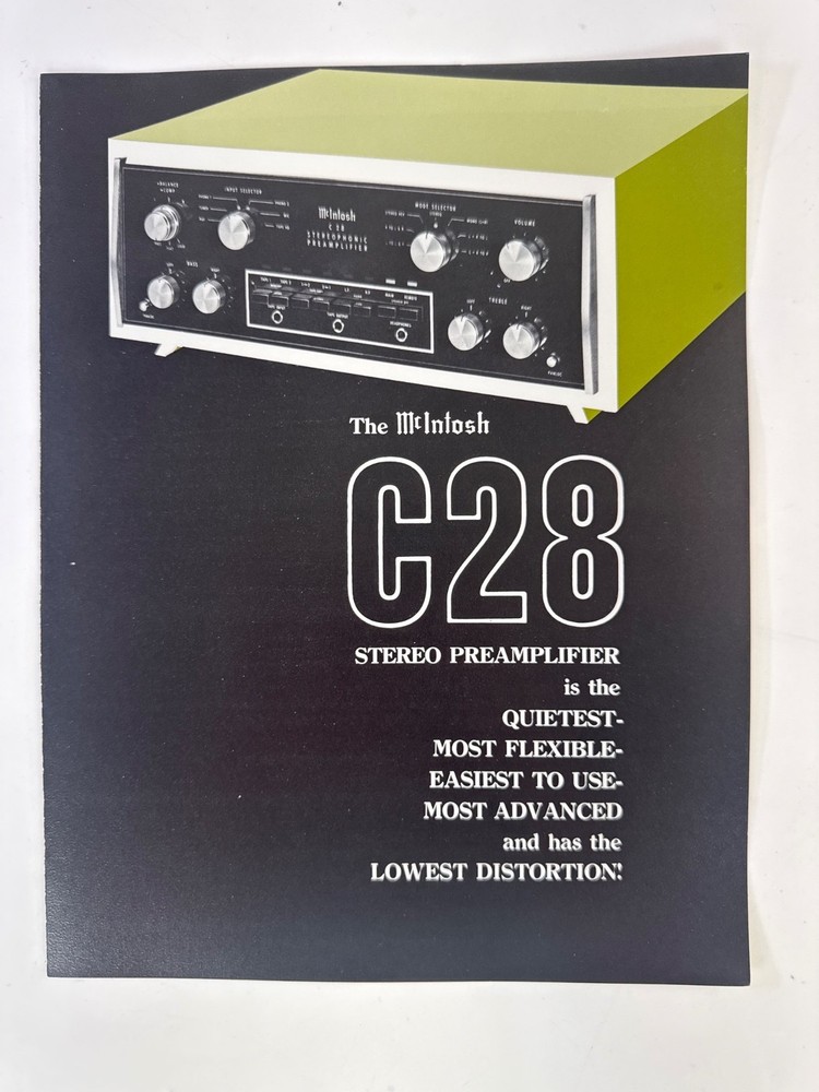 Vintage McIntosh C28 Stereo Preamplifier Color Sales Spec Booklet