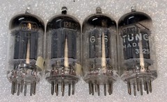 Tungsol 12AX7 Vacuum Tubes Slanted Square Getter Lot Of 4 TV7 Tested Strong