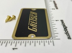 Gretsch Guitar Case Logo Badge Gold on Black with Gold Screws