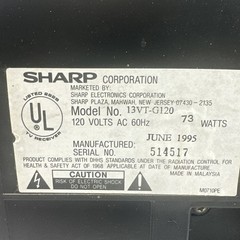 Sharp 90’s Retro CRT 13″ TV VCR VHS Player Combo 13VT-G120 Gamer Gaming TESTED