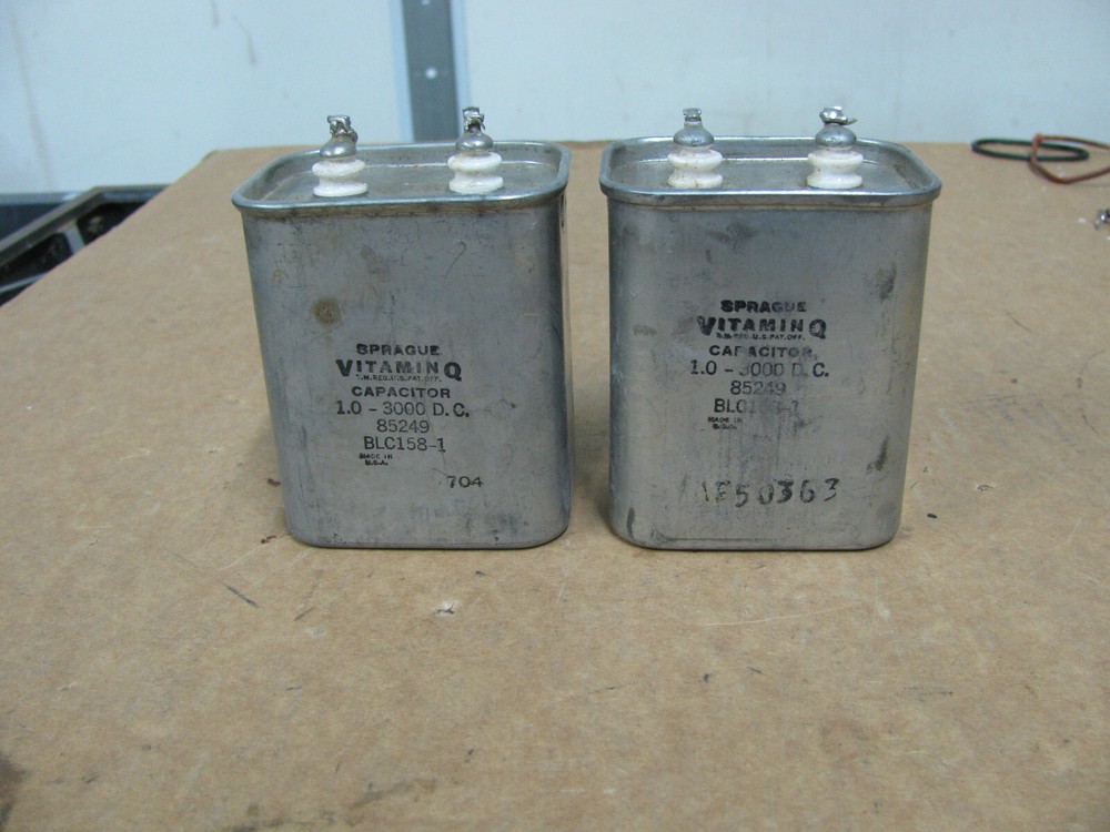 Two Sprague Vitamin Q Capacitors BLC158-1 Used Untested