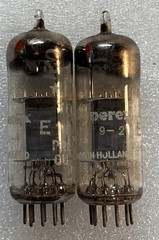 Matched Pair Amperex E180CC 7062 Pinch Waist Foil D Getter Tested Good #1