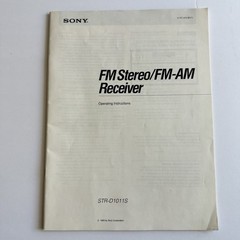 Sony STR-D1011S FM AM STEREO RECEIVER Owners Manual Instructions *Original* 1993