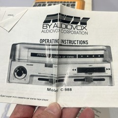 Audiovox AVX Mini Underdash Car Stereo Cassette Mode C-988 Vintage tested clean