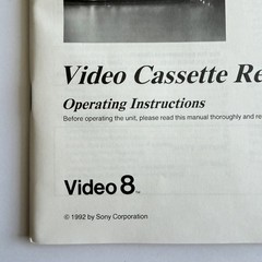 Sony EV-A50 Video 8 Manual Operating Instructions Video Cassette Recorder 1992
