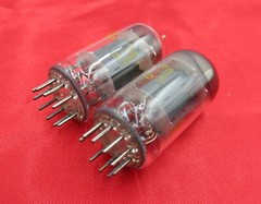 1958 Sylvania 12AU7 PLATINUM PLUS GRADE D Getter Preamp Tubes Matched Pair ECC82