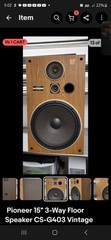 Pioneer 15″ 3-Way Floor Speaker CS-G403 Vintage