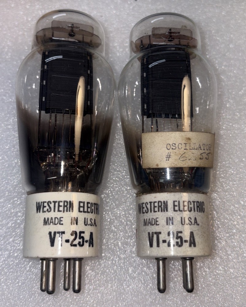 Pair Western Electric VT-25-A 10 Vacuum Tubes TV7 Tested Strong Closley Matched