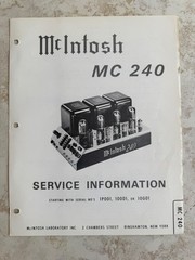 MCINTOSH MC240 SERVICE INFORMATION – ORIGINAL